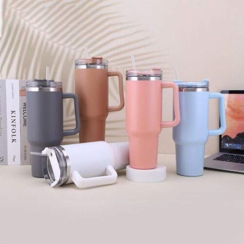 40 oz Tumbler Straw Lid Insulated Stainless Steel Water Bottle Coffee Mug Travel